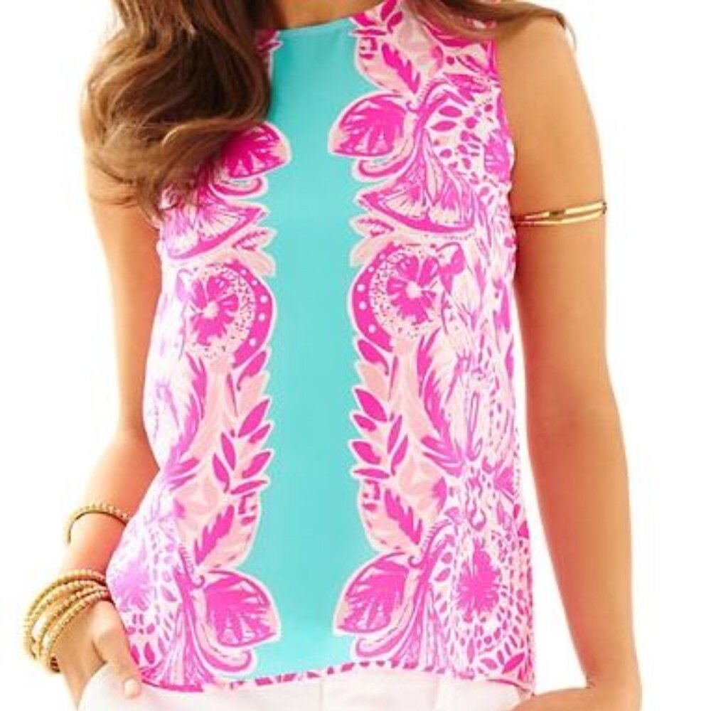 Lilly Pulitzer Iona Silk Shell Tropical Dreams - Small